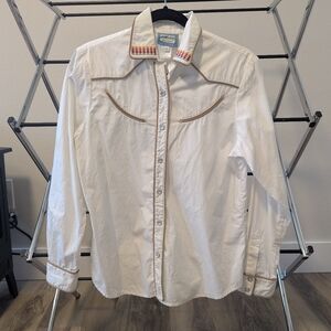 Pendleton White Western Shirt with Embellished Collar